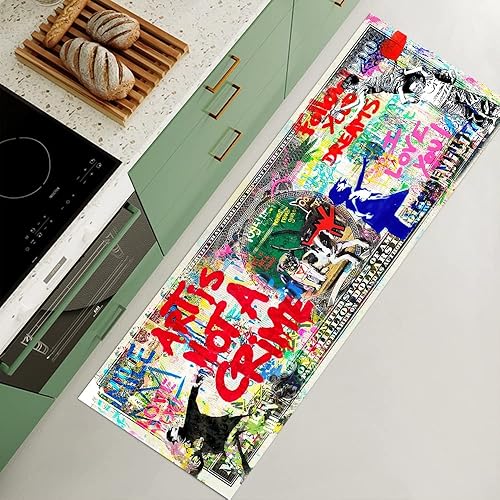 Miniatura 6 de JUST BREATHE Graffiti - Alfombra abstracta con texto en inglés "Follow Your Dreams" Pop Art, alfombra inspiradora para el dinero, alfombra de un