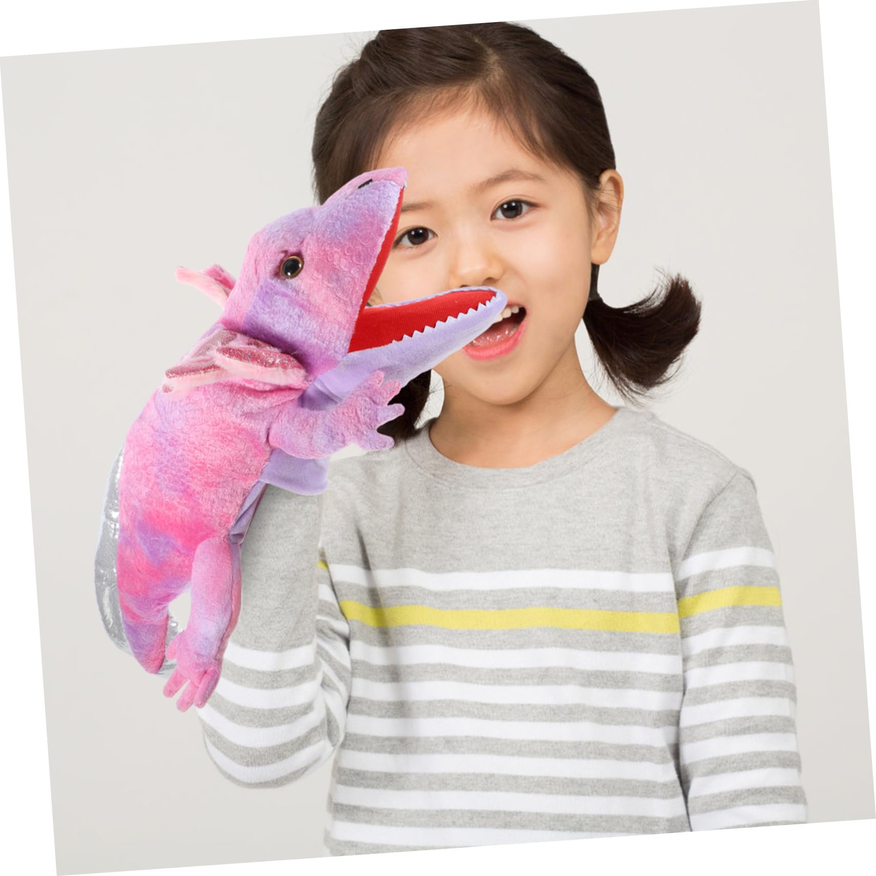 Marioneta de Mano Boca Móvil de Salamandra de Felpa para Niños Fácil de Usar Juguete Educativo y Desarrollo de Coordinación Mano-Ojo