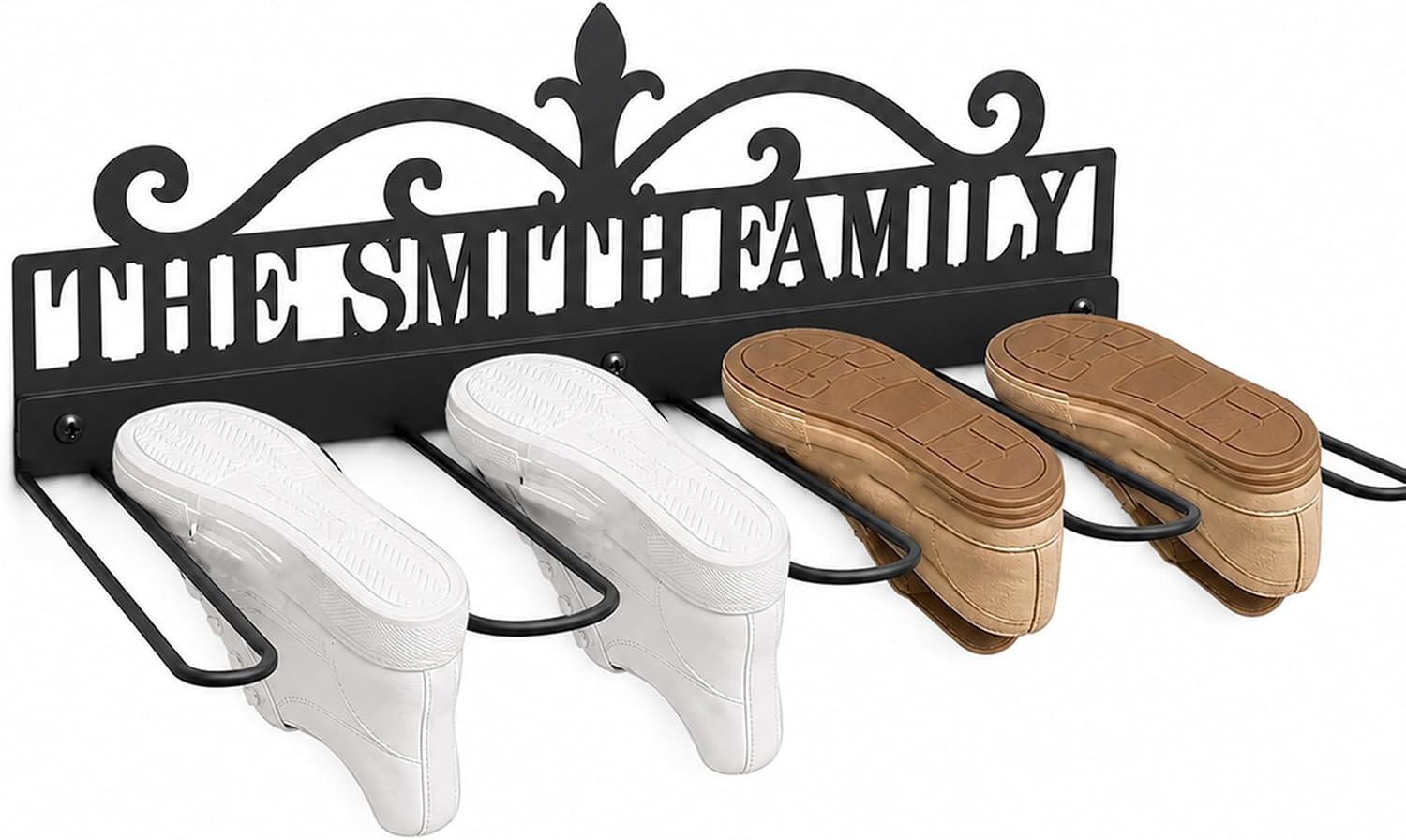 Custom Metal Shoe Rack Wall Mounted, Personalized Outdoor Shoe Organizer