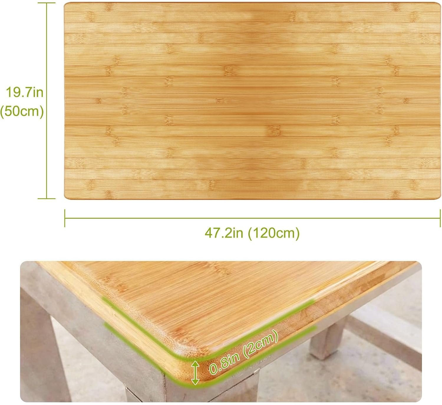 Universal Solid Wood Tabletop, 47.2"x19.7"x0.8" DIY Multi-Purpose Desktop, Rectangular Countertop for Washer Stand, Shelf Board, Workbench & Dining Table, Compatible with Standing Desk Bases