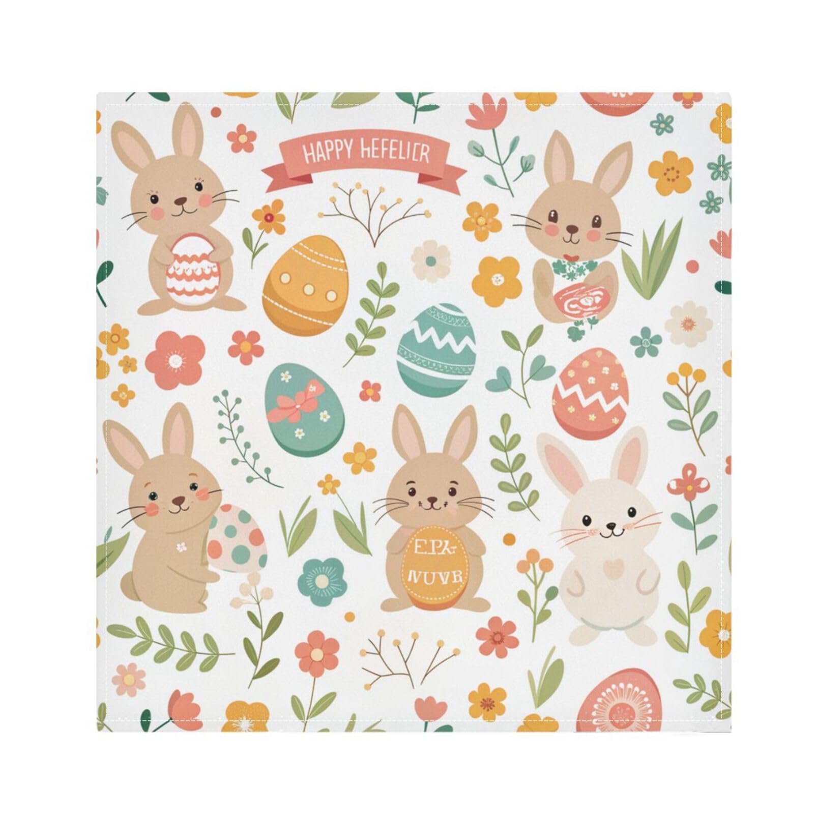 Ttgoth Easter Bunny Cloth Napkin Set of 6 Washable & Reusable Dinner Napkins for Dining Table, Banquets, Wedding, Party, 50x50 cm