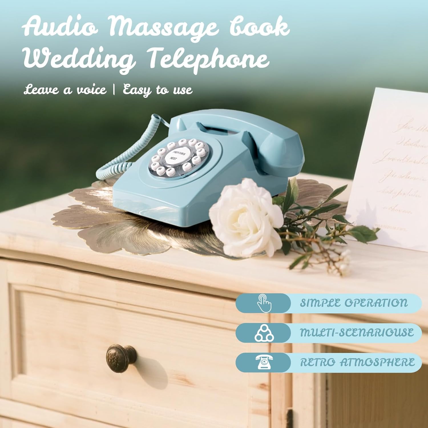 Audio Guest Book Wedding Phone - Record Customized Audio Messages for Bridal Shower, Birthday, Baby Shower, Anniversary & Engagement | Preserve Guest Wishes, Perfect Wedding/Party Event Keepsake