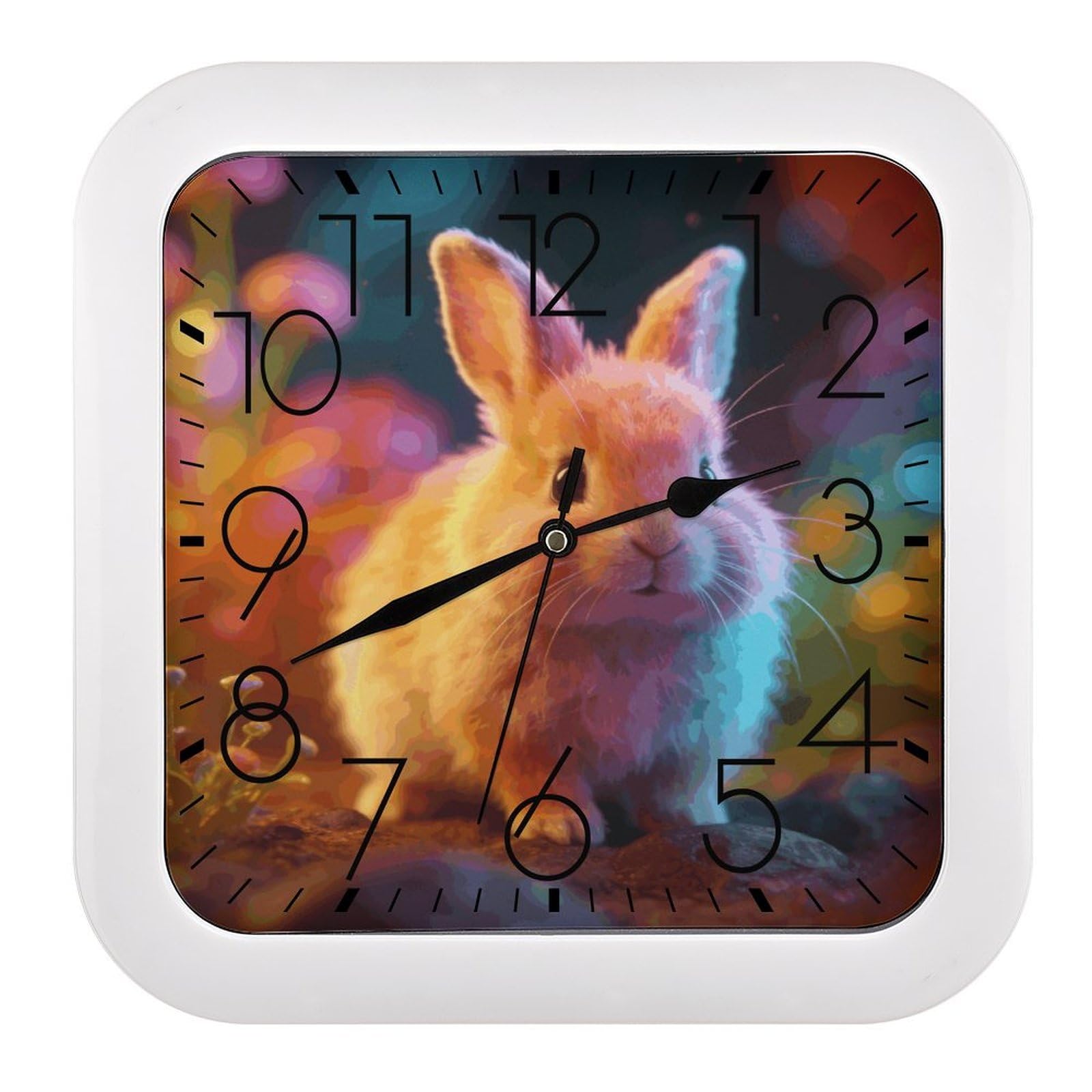 Horloge murale carrée animal de 25,4 cm silencieuse pour salon