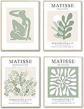 Sage Green Matisse Wall Art Prints, Abstract Matisse Wall Decor,Minimalist Women Body Line Pictures for Bedroom, Matisse Wall Art for Aesthetic Room Living Room, Gallery Wall Decor