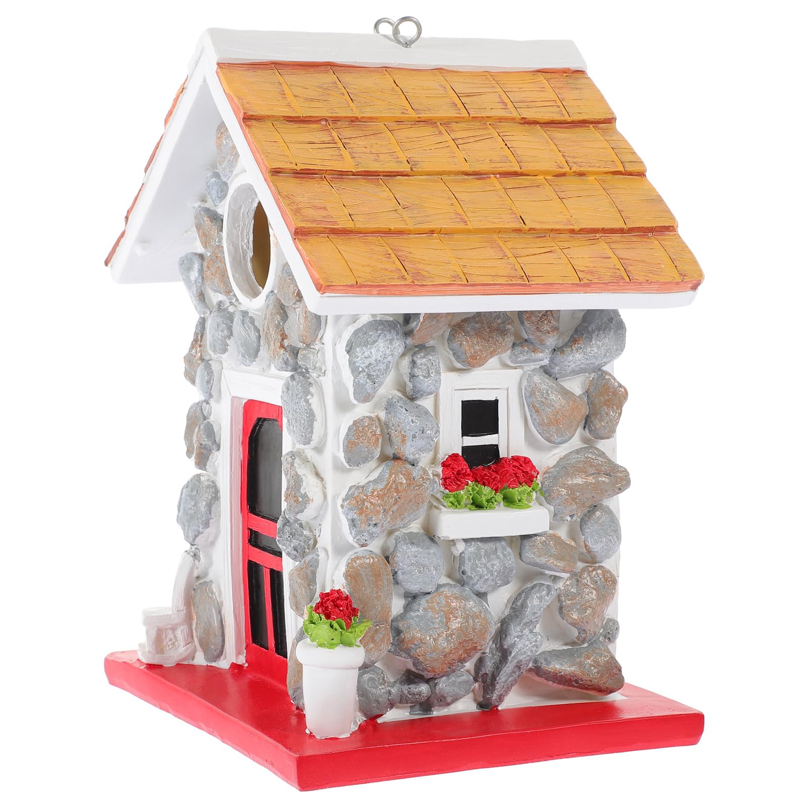 Gatuida Stein Vogelhaus für Draußen Garten Vogelheim mit Naturstein Kleines Vogelnest zum Aufhängen Dekoratives Nistkasten Vogelhaus für Terrasse und Hinterhof