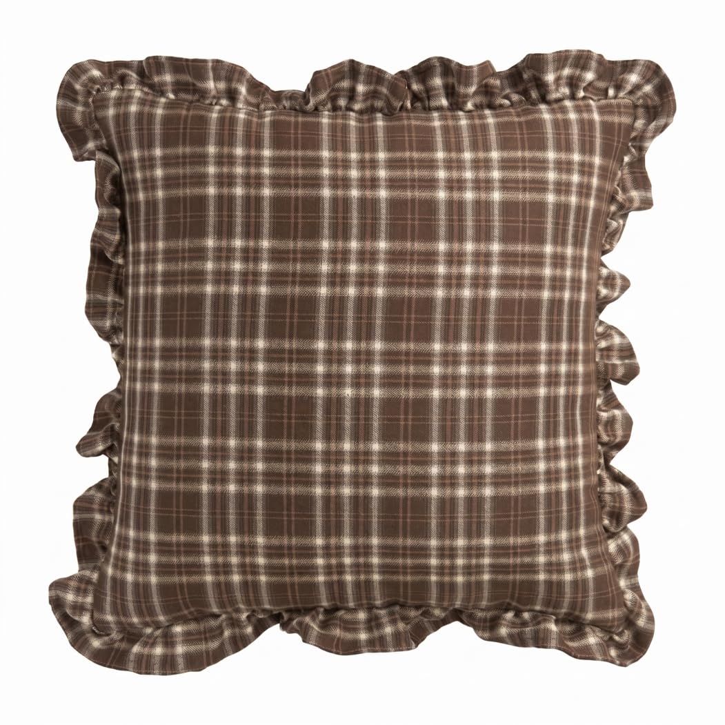 Neptuiby Decorative Pillow Covers, Vintage Ruffled Throw Pillow Covers, Soft Gingham Decorative Cushion Cover, 18x18 Inch (45x45cm)