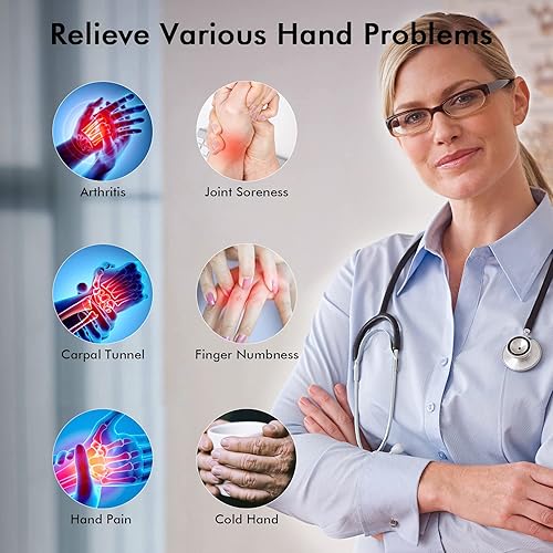 Miniatura 3 de Navatiee Masajeador de manos para artritis y túnel carpiano, máquina masajeadora eléctrica de manos con compresión de calor, 6 niveles de terapia de