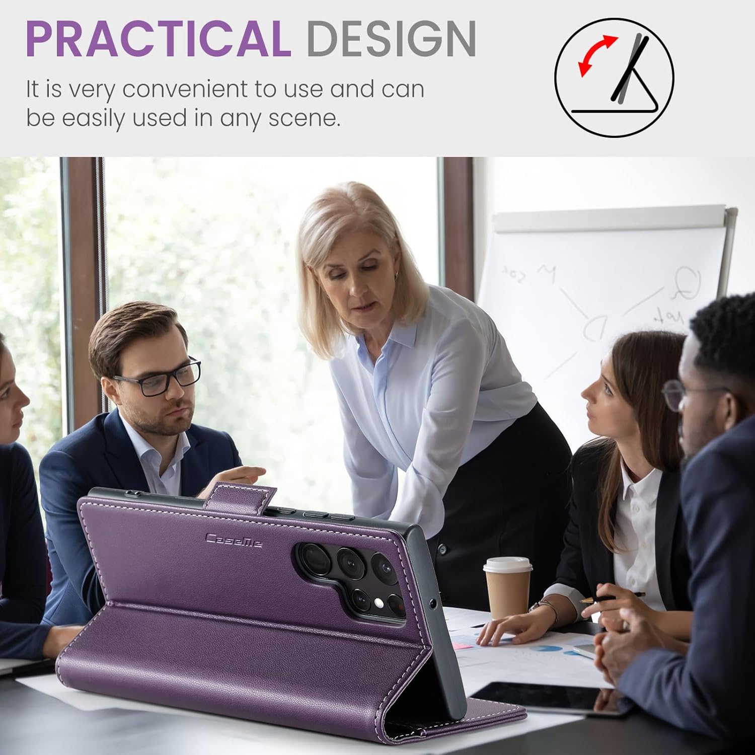 QLTYPRI Wallet Case for Samsung Galaxy S22 Ultra, Premium PU Leather Magnetic Flip Folio Case with RFID Blocking Credit Card Slots Kickstand Shockproof Protective Phone Case Cover - Purple - Image 4