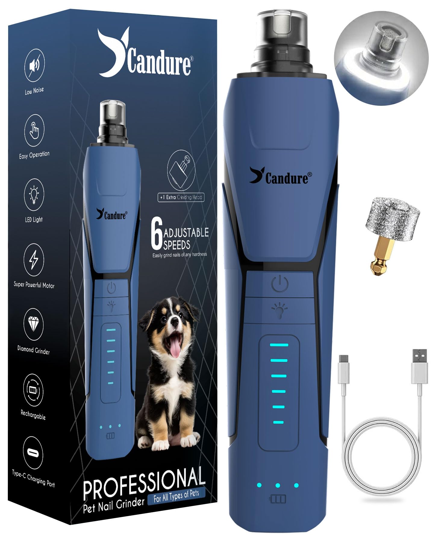 Candure Dog Nail Grinder 6-Speed