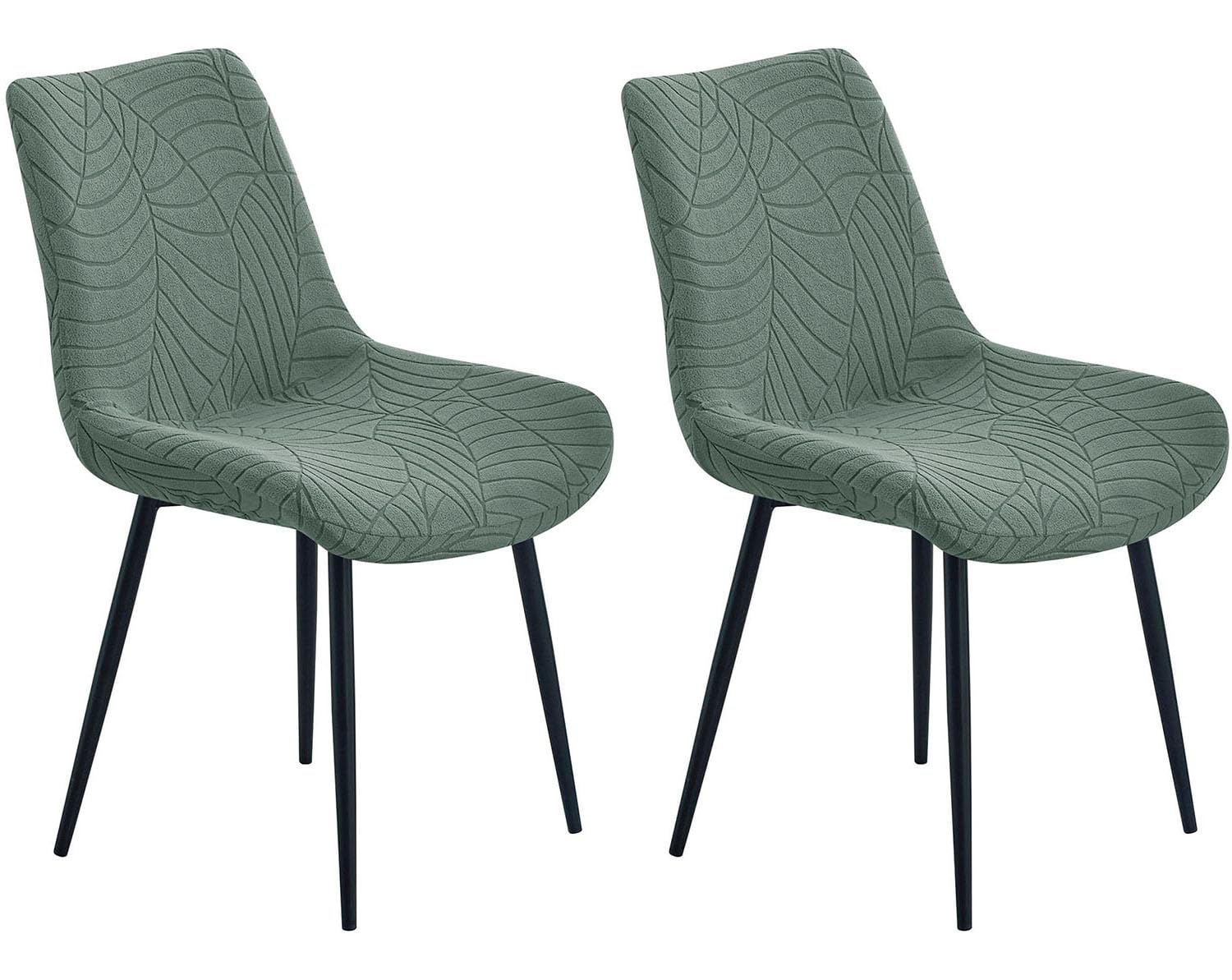 YOPOIY Modern Dining Chair Covers Mid Century Shell Chair Curved Back Slipcovers (green,Set of 2)