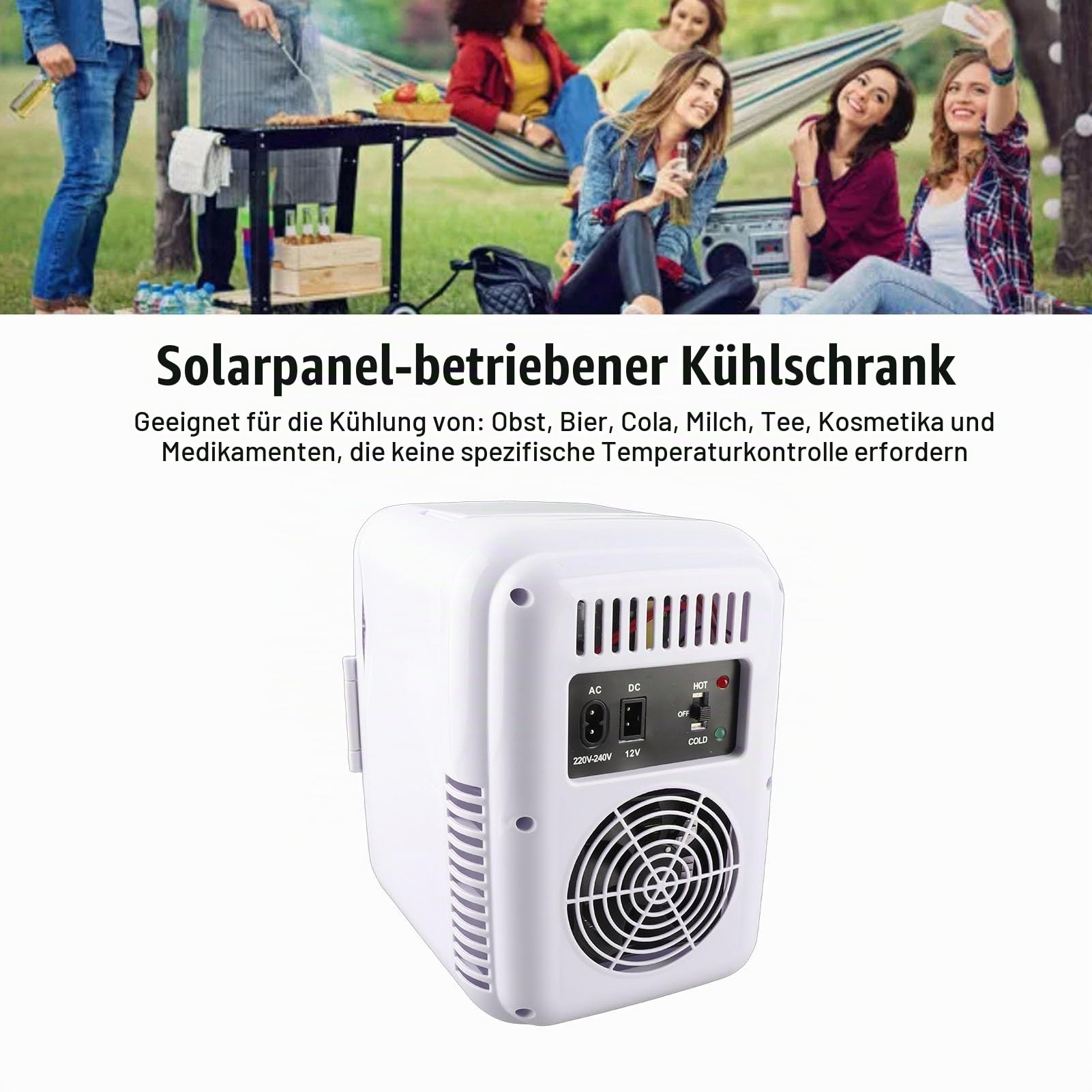 Tragbarer Mini-Solarpanel-Kühlschrank, 50 W DC18 V Solarbetriebener Kühlschrank, Autokühlschrank, Tragbarer Gefrierschrank, Kühlbox Auto, Wohnmobil, Camping,