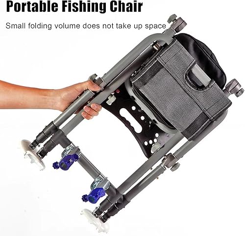 Miniatura 4 de Folding Fishing Chair with Adjustable Backrest and Backpack, Portable Heavy-Duty Outdoor Chair for Uneven Ground