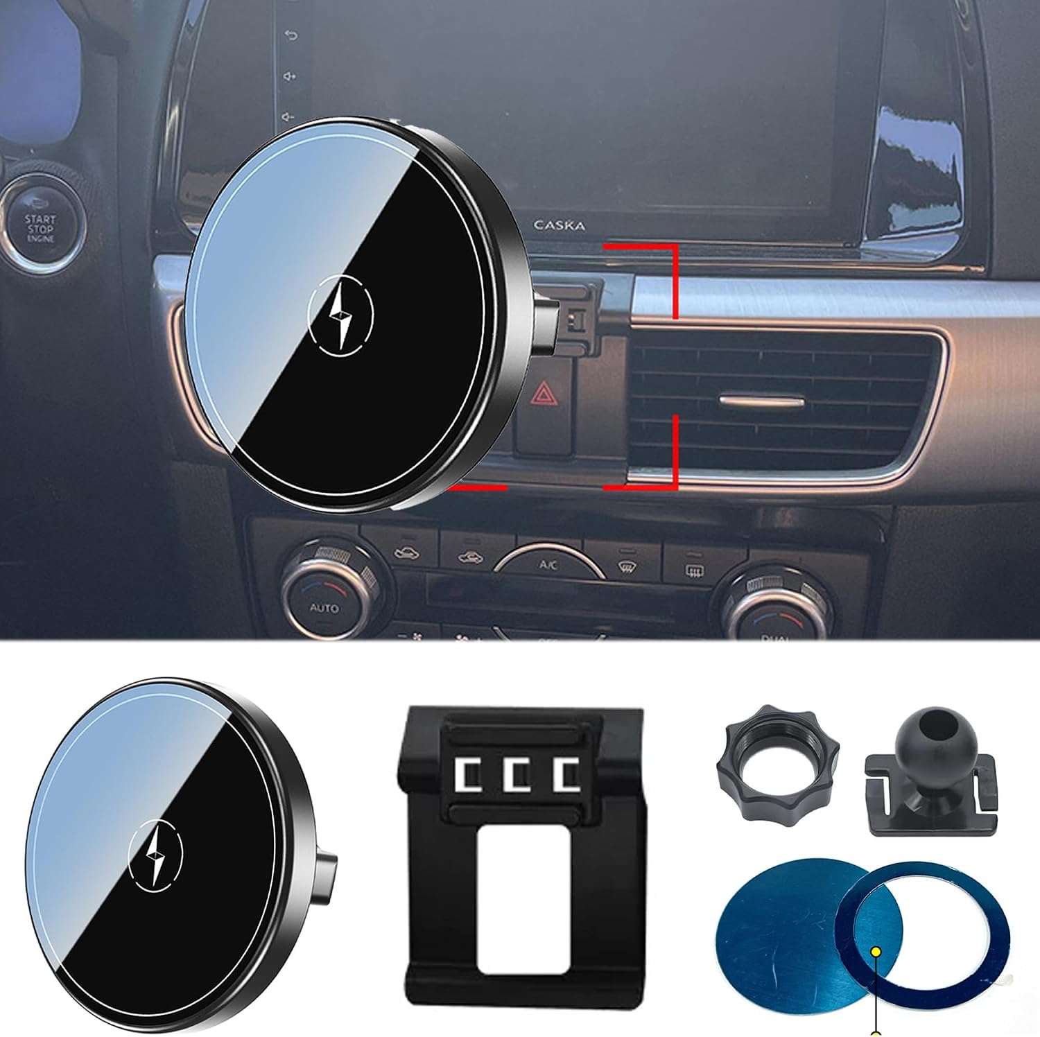 15W Magnetic Wireless Charging Car Mount Exclusive Snap-On Holder Fit for Mazda CX-5 2016 Accessories Dedicated Phone Stand Compatible with MagSafe for iPhone 12-17 Series image 2