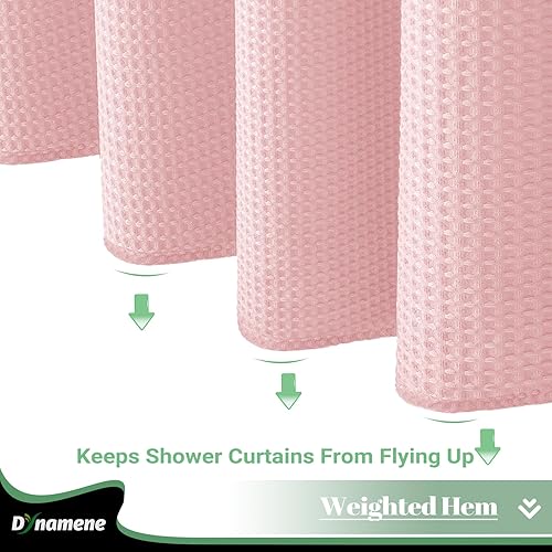 Vista 48 de Dynamene Cortina de ducha larga de tela negra – Cortinas de ducha de tela alta y resistente con textura de gofre, juego de cortina de baño de lujo