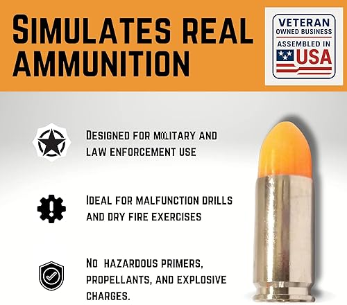 Miniatura 3 de ST Action Pro - Tapas a presión de 0.354 in, paquete de 20 rondas ficticias inertes para taladros de fuego seco, recarga y mal funcionamiento,
