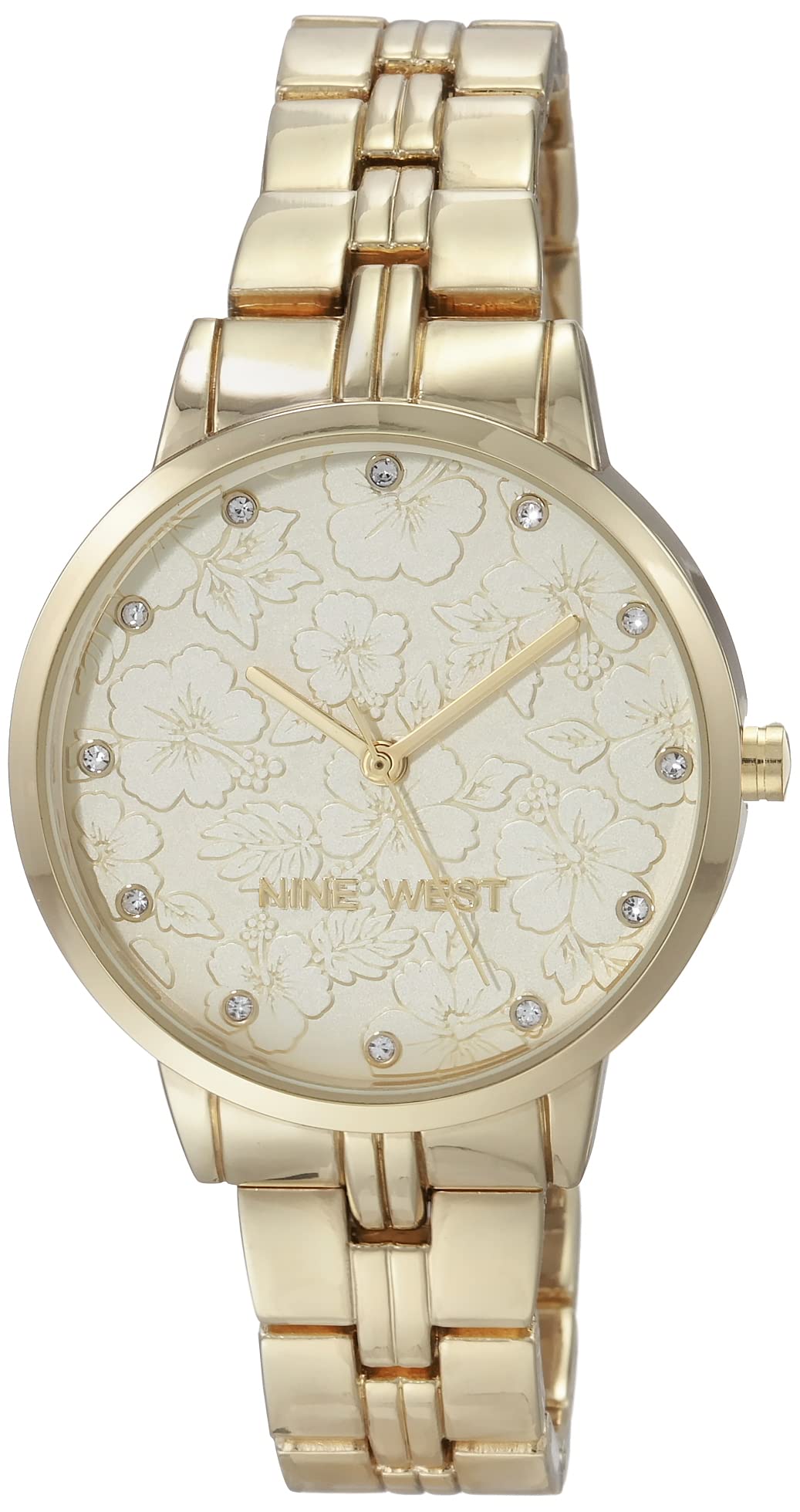 Women's Genuine Crystal Accented Floral Dial Bracelet Watch