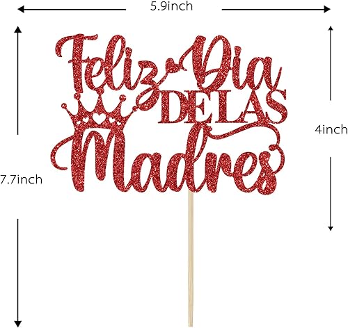 Miniatura 4 de Feliz Dia De Las Madres Cake Topper, Feliz Cumpleanos Mama Decorations, Best Mom Ever, Feliz Dia Mama, Happy Mother's Day Party Decorations Red