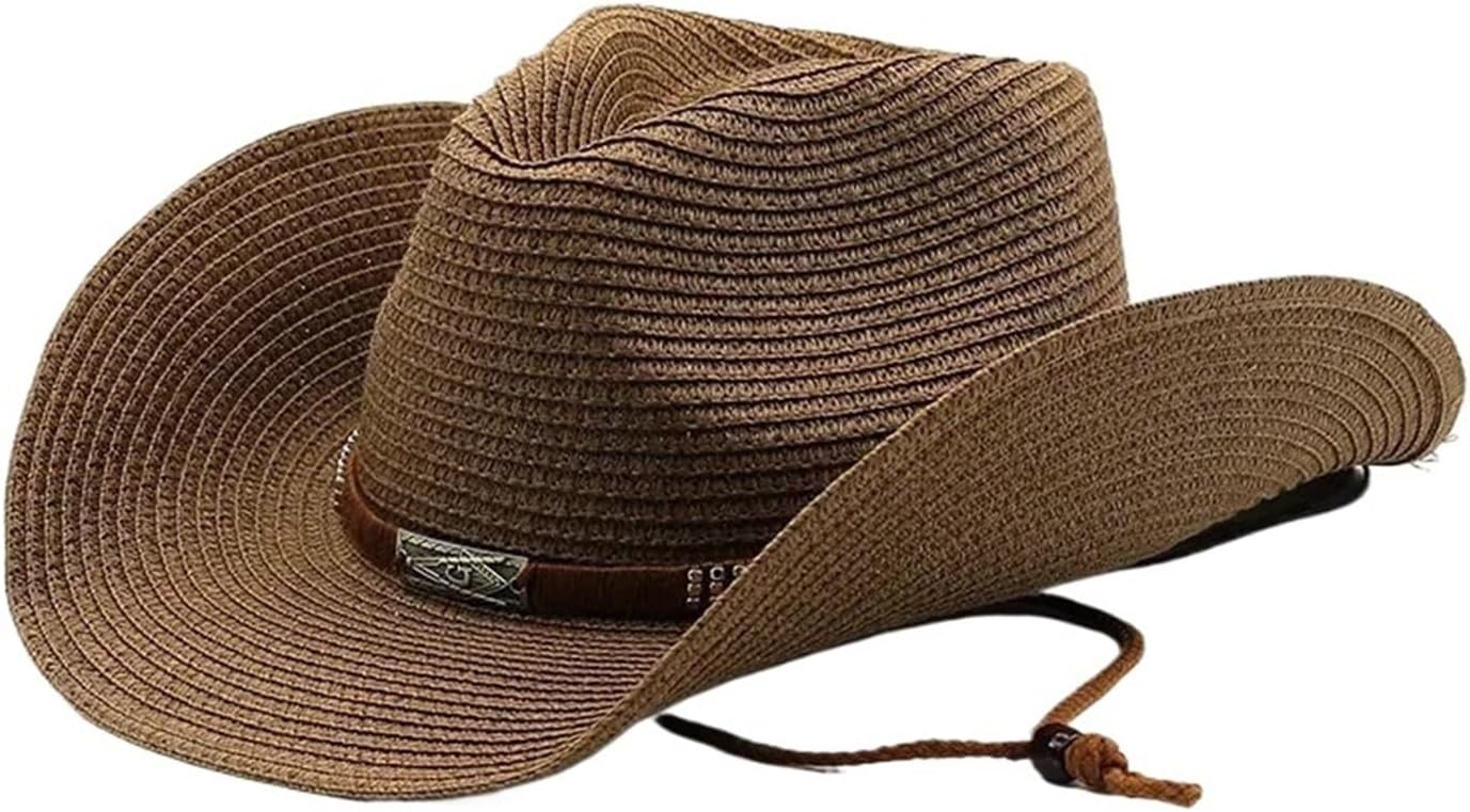 Women Men Cowboy Hat Summer Wide Brim Western Cowgirl Straw Hats Fashion West Fancy Dress Party Headwear Unisex Cap