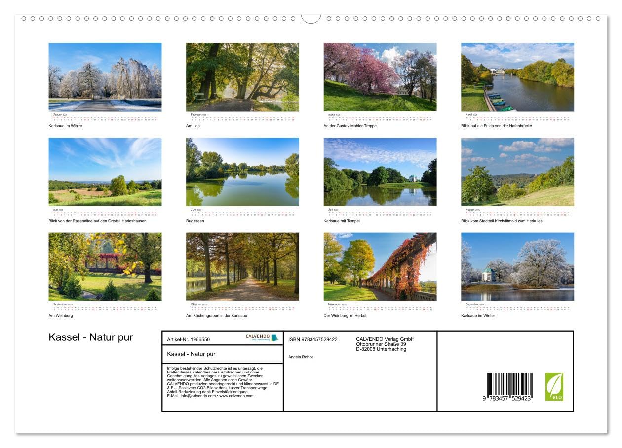 Kassel - Natur pur (hochwertiger Premium Wandkalender 2026 DIN A2 quer), Kunstdruck in Hochglanz: Wunderschöne Naturaufnahmen der nordhessischen Stadt Kassel. (CALVENDO Orte)