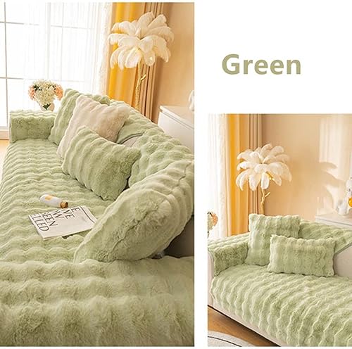 Miniatura 2 de Cojín grueso de piel de conejo, funda de sofá peluda antideslizante súper suave, fundas de cojín de sofá mullidas de color sólido, para sala de
