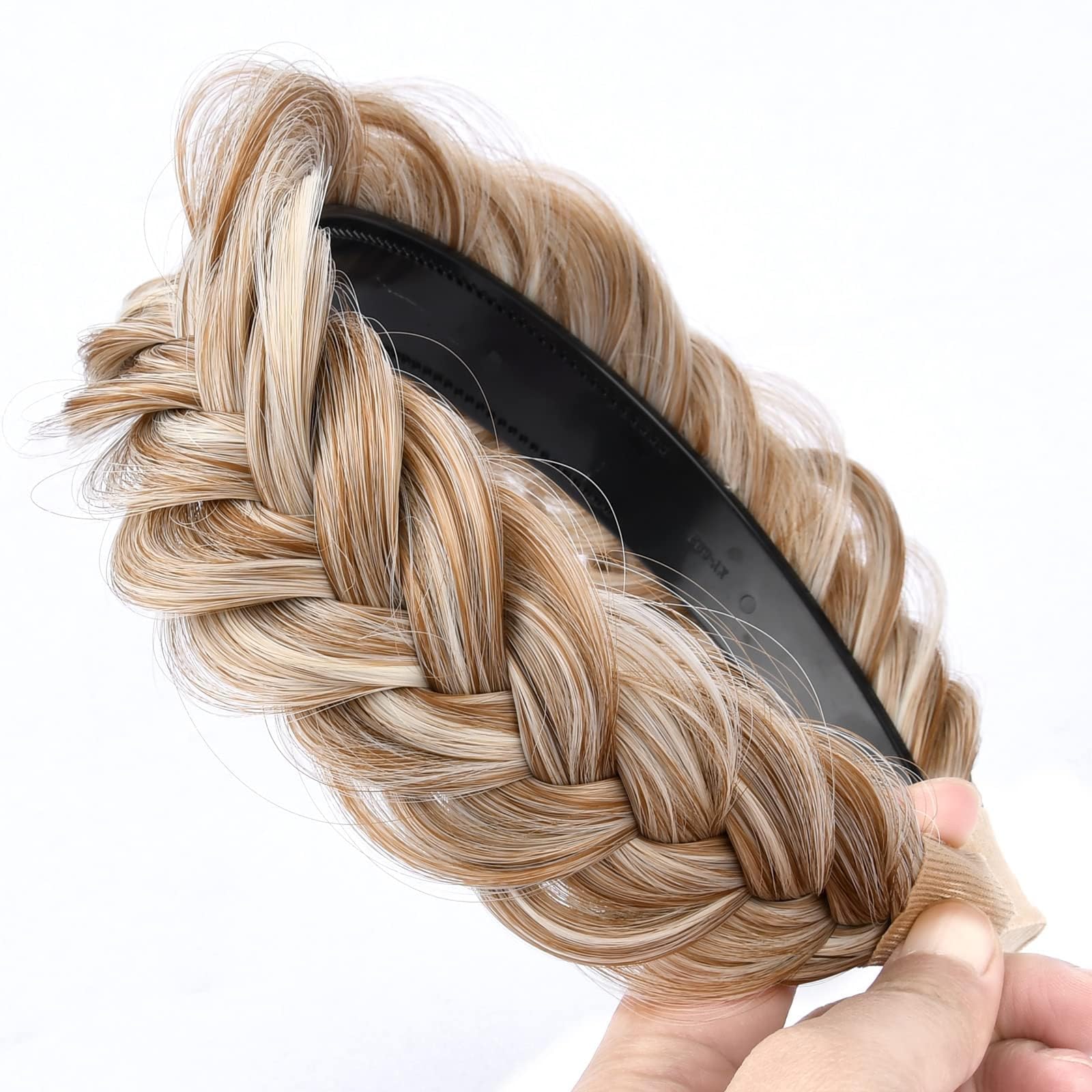 Yeenano Hair Braid Headband,Messy Wide 2 Strands Fishtail Braided Plaited Headband Fluffy Braid Wig Hairbands High Elasticity Fishtail Hair Braid Braids Headbands for Women and Girls