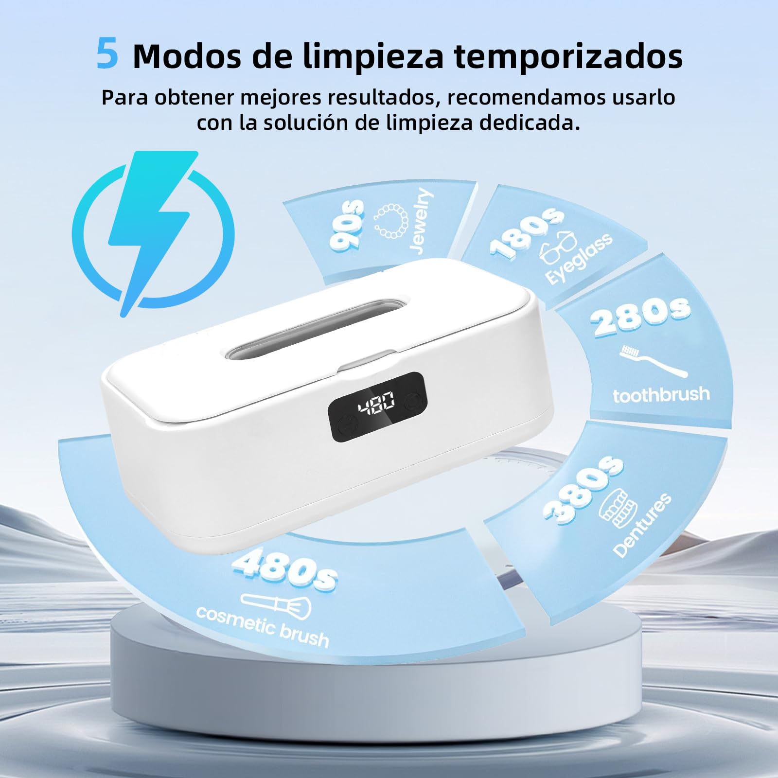 Limpiador Ultrasonidos Joyas Gafas Dental, 800ML | Maquina Ultrasonidos Limpieza | 49000Hz | 800ML | Luz UV | 5 Modos | para Glasses, Anillos, Prótesis, Relojes