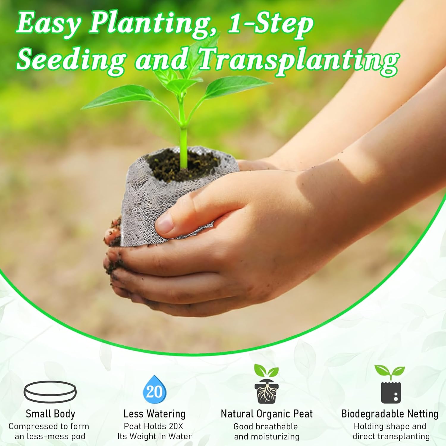 Legigo 200 PCS 50mm Peat Pellets Seed Starter Soil, Compressed Seed Starting Pods Plant Starter Soil Pods Plugs for Seedlings, Peat Pods for Starting Seeds, Herbs Tomatoes Flowers and Vegetables