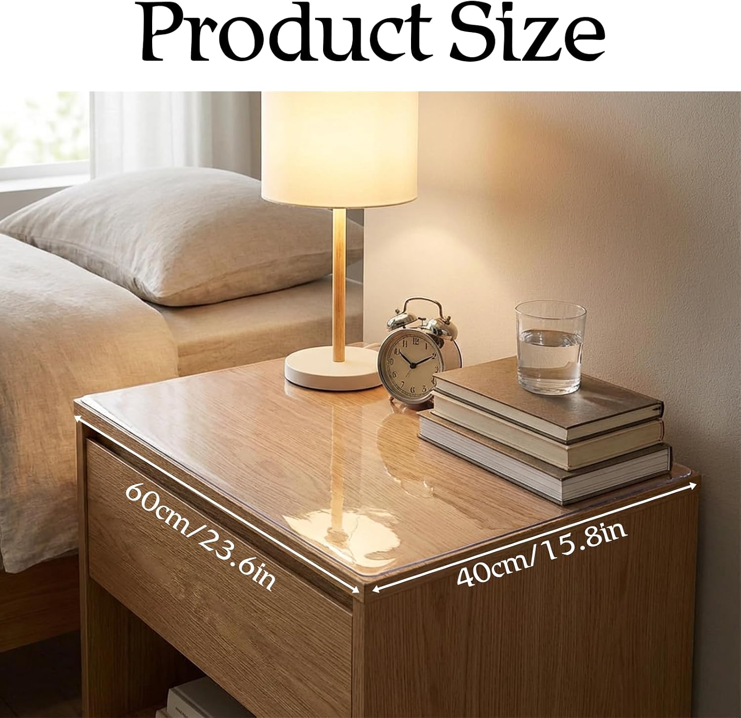 6 Pcs Nightstand Protector, Plastic Bedside Table Covers 15.8 x 23.6 Inch 1.5 mm Thick PVC Clear Table Cover Protector Coffee Tables Cover Multipurpose Clear Desk Mat Rectangle for Nightstand