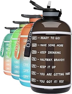KEEPTO 1 Gallon Motivational Water Bottle with Time Marker, Straw & Handle, Leakproof BPA Free Water Jug for Fitness, Gym ...