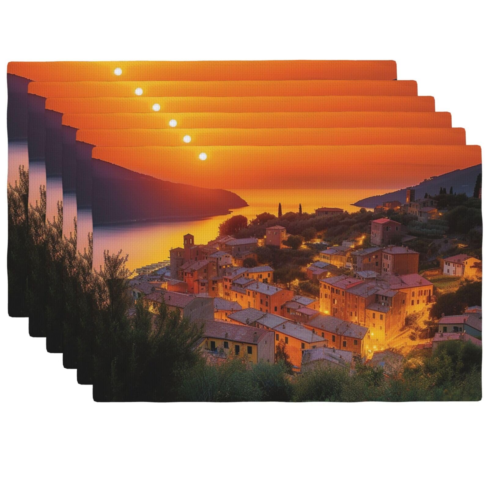 Set de table en lin motif coucher de soleil pour illuminer vos dîners d'été