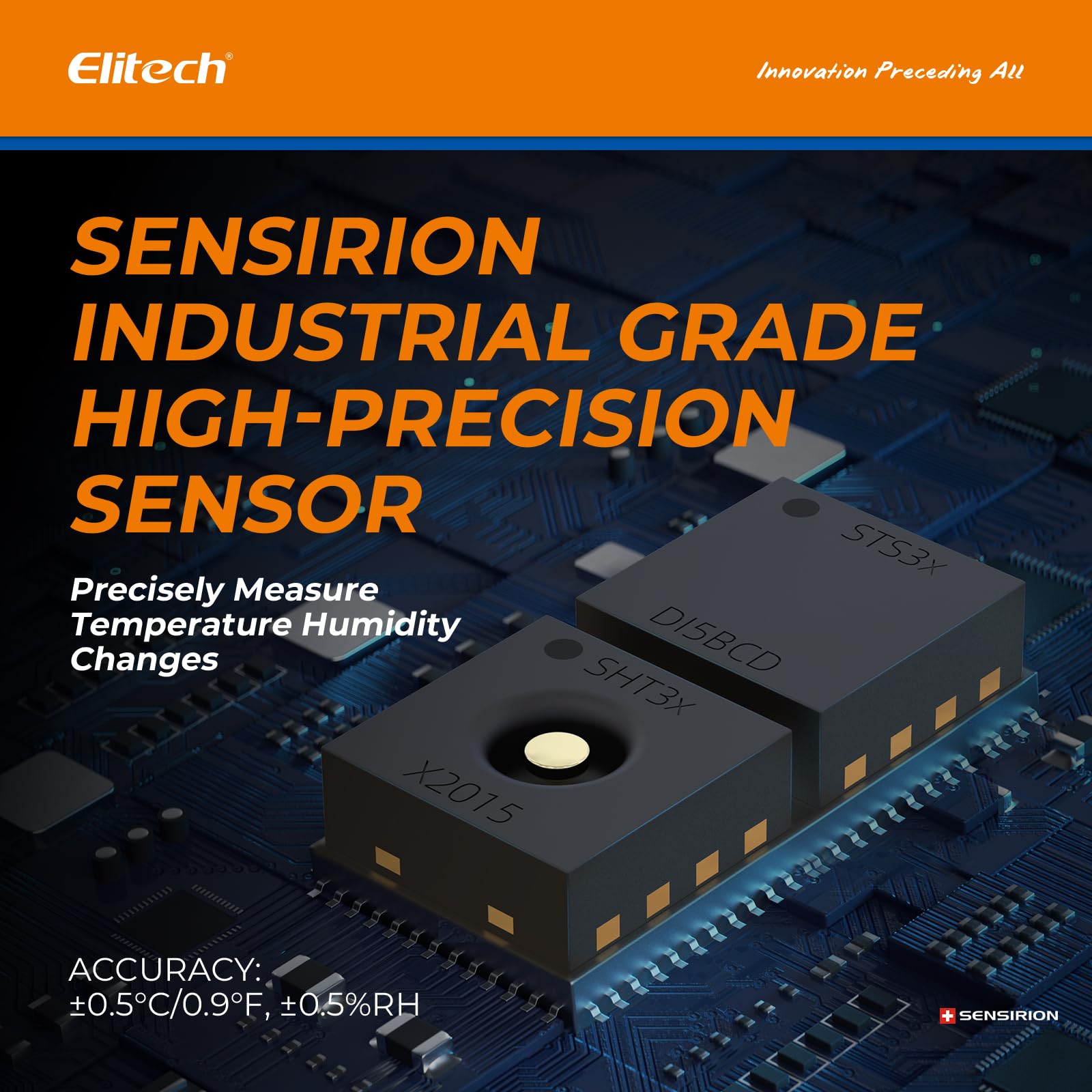 Elitech Termómetro higrómetro digital con doble sonda externa, 2 x 2 m, grabadora Bluetooth 30.000 puntos, gran pantalla para almacén, invernadero, laboratorio, DR-230-THDE