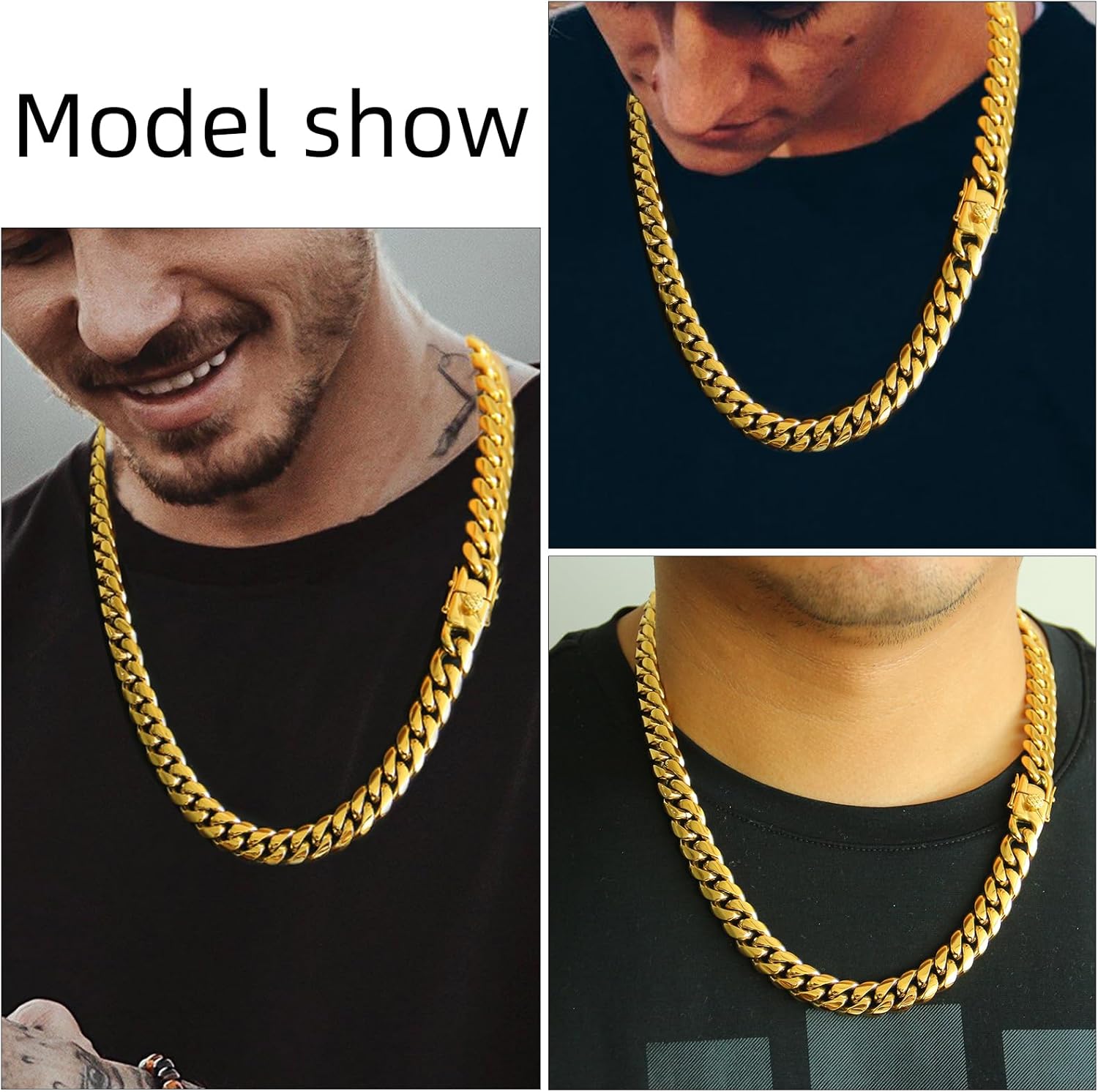 CaptainSteeL Miami Cuban Link Chain Necklace for Men/Women,316L Stainless Steel/Gold Plated 12MM Width 18"/20"/22"/24" Length,Thick Chain for men Hip Hop Jewelry with Gift Box - Image 5
