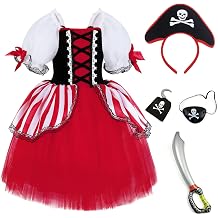 TYHTYM Pirate Costume Little Girls Halloween Dress Up Cute Kids Toddler Cosplay With Hat Eye Patch