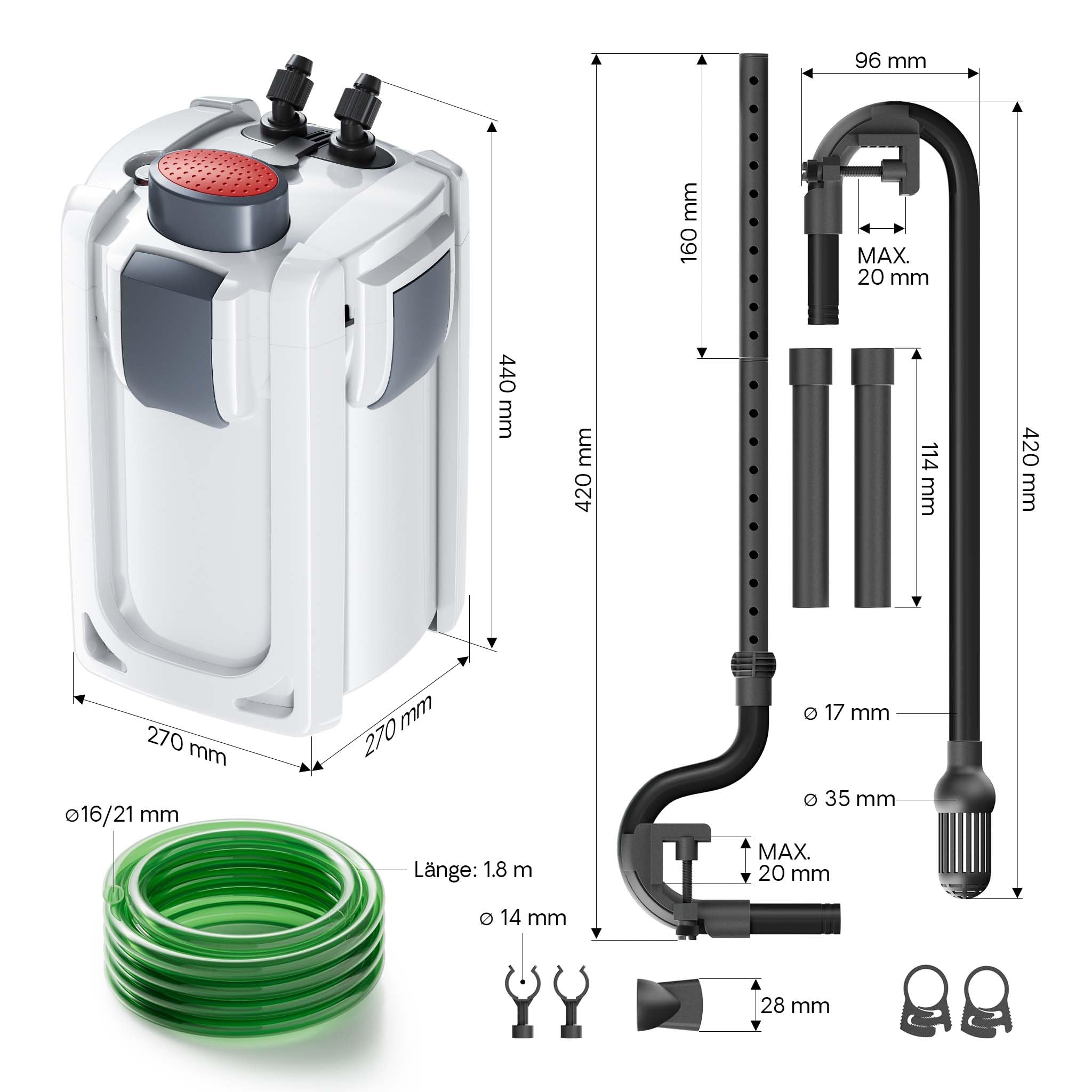 SunSun HW-703B Aquariumaußenfilter 1400 L/h 30 W mit 9 W UVC und 3 Stufen Filter Aquarium