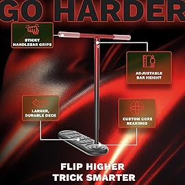 In Do The Trick Scooter Fusion Tornado Stunt Scooter - Age 12+, Fusion - Pro Deck Stability for Tricks - Smooth Spins on Trampoline Scooter