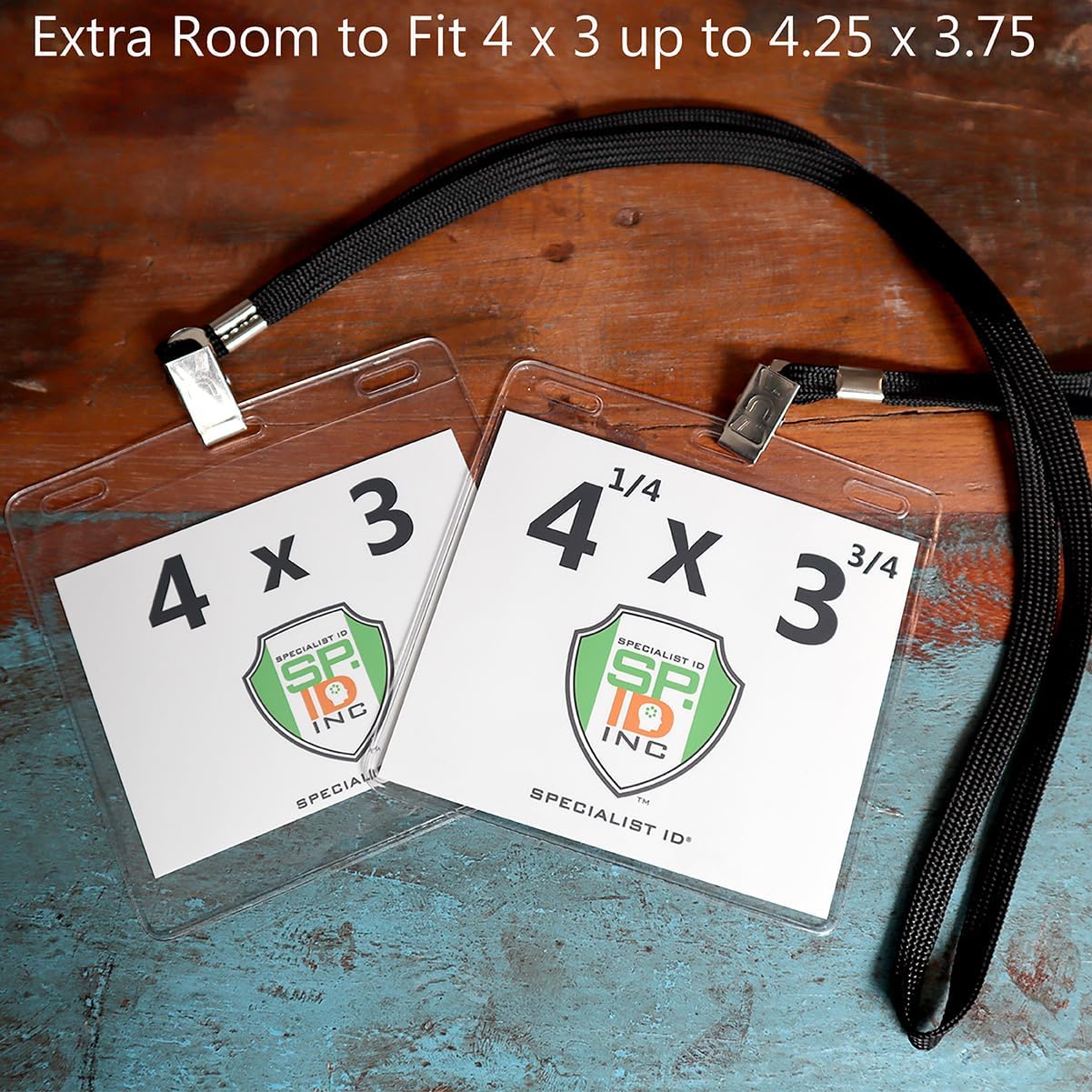 500 Pack -4x3 Nametag Holder with Lanyard - Horizontal - Premium 4 x 3 Event Badge Holders with Lanyards - Extra Room Pouch - Large Name Tags for Events, (up to 3 3/4 x 4 1/4) Specialist ID (Black)