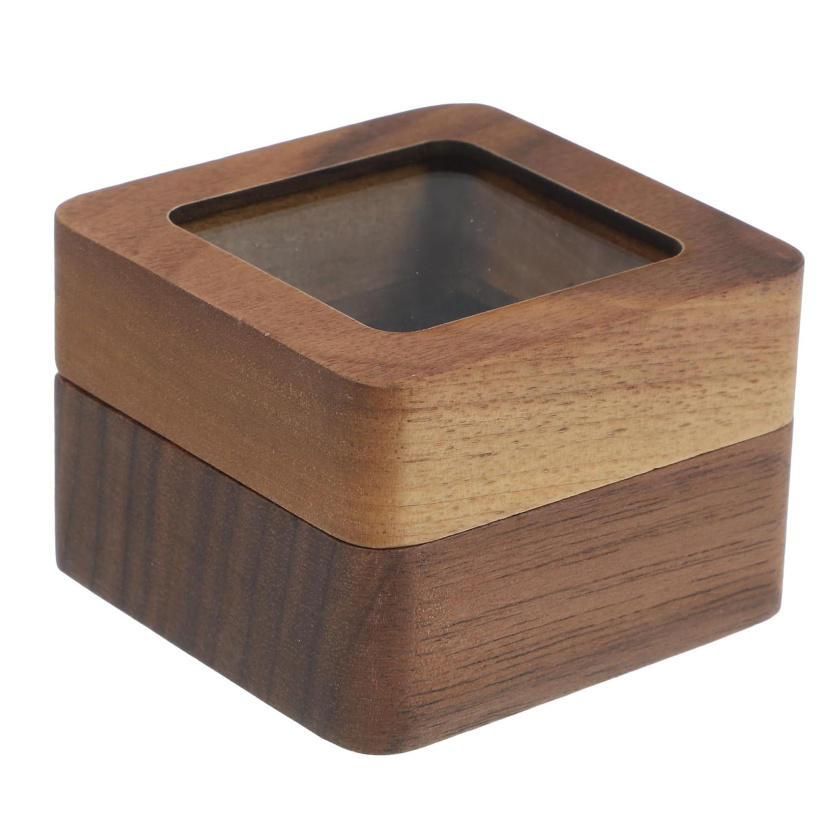 Boîte à anneaux bois double élégante en noyer pour demande en mariage