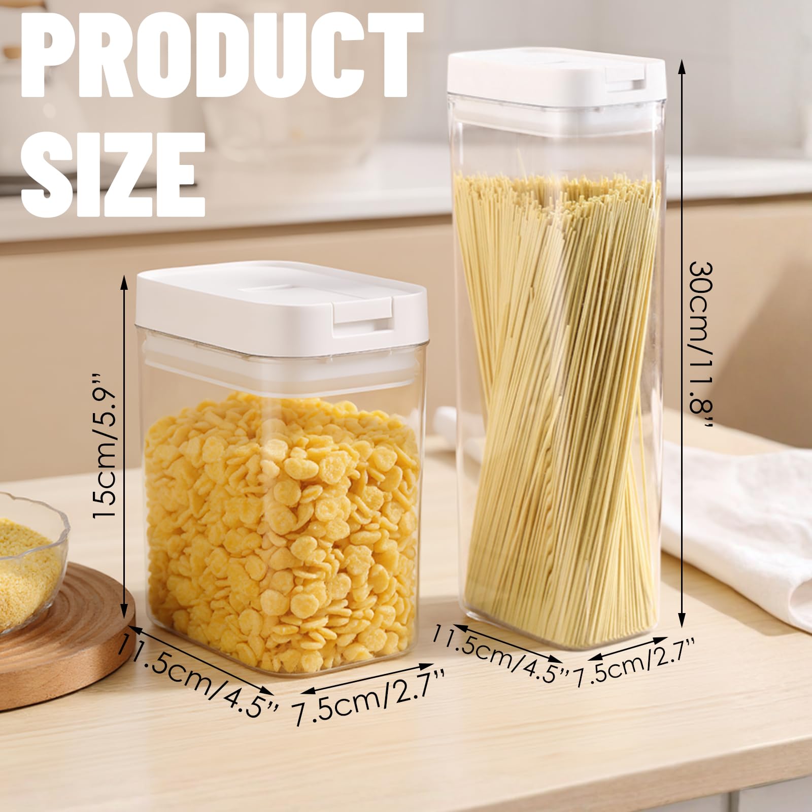 4 Contenitori Ermetici per Alimenti, Barattoli Cucina in Plastica Trasparente Senza BPA, Scatola Porta Alimenti Secchi per Pasta, Riso, Cereali, Farina, Legumi