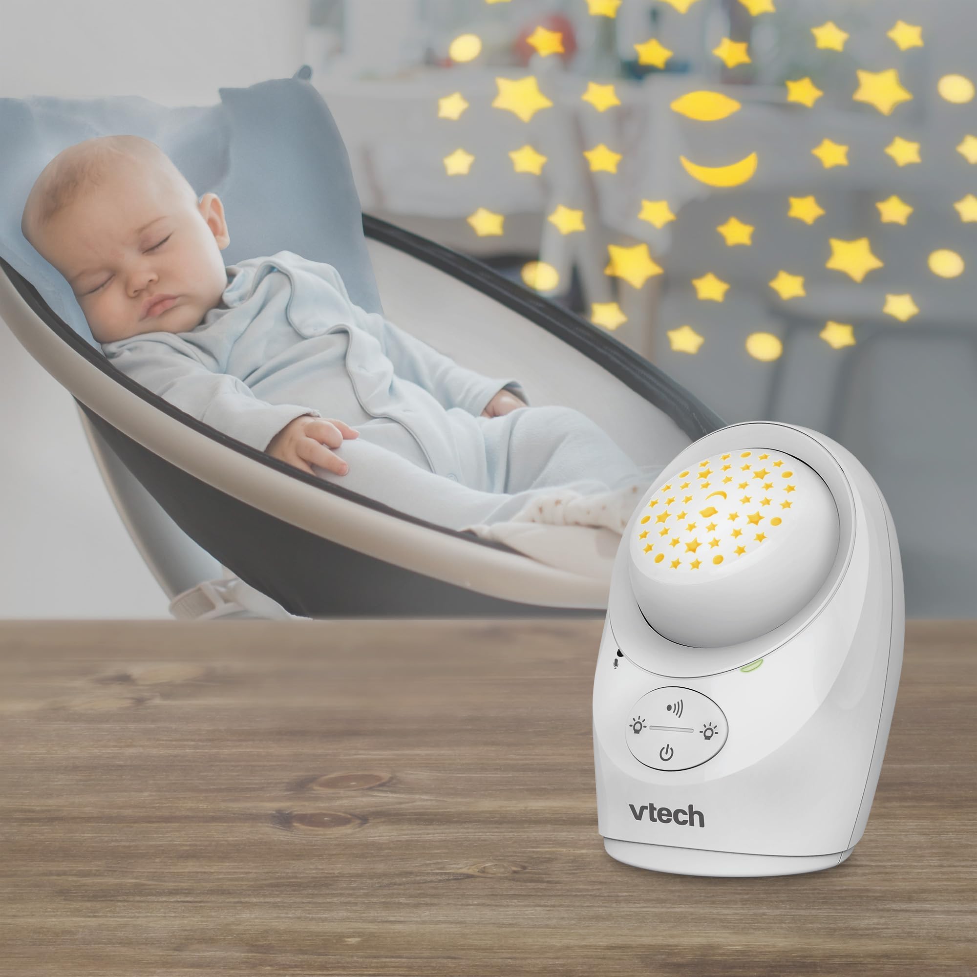Vtech DM1212 Digitales Audio-Babyphon – DECT-Technologie, Gegensprechfunktion, Geräuschpegelanzeige, Temperatursensor, Sternenhimmel-Nachtlicht u. v. m. – Mit Eltern- und Babyeinheit