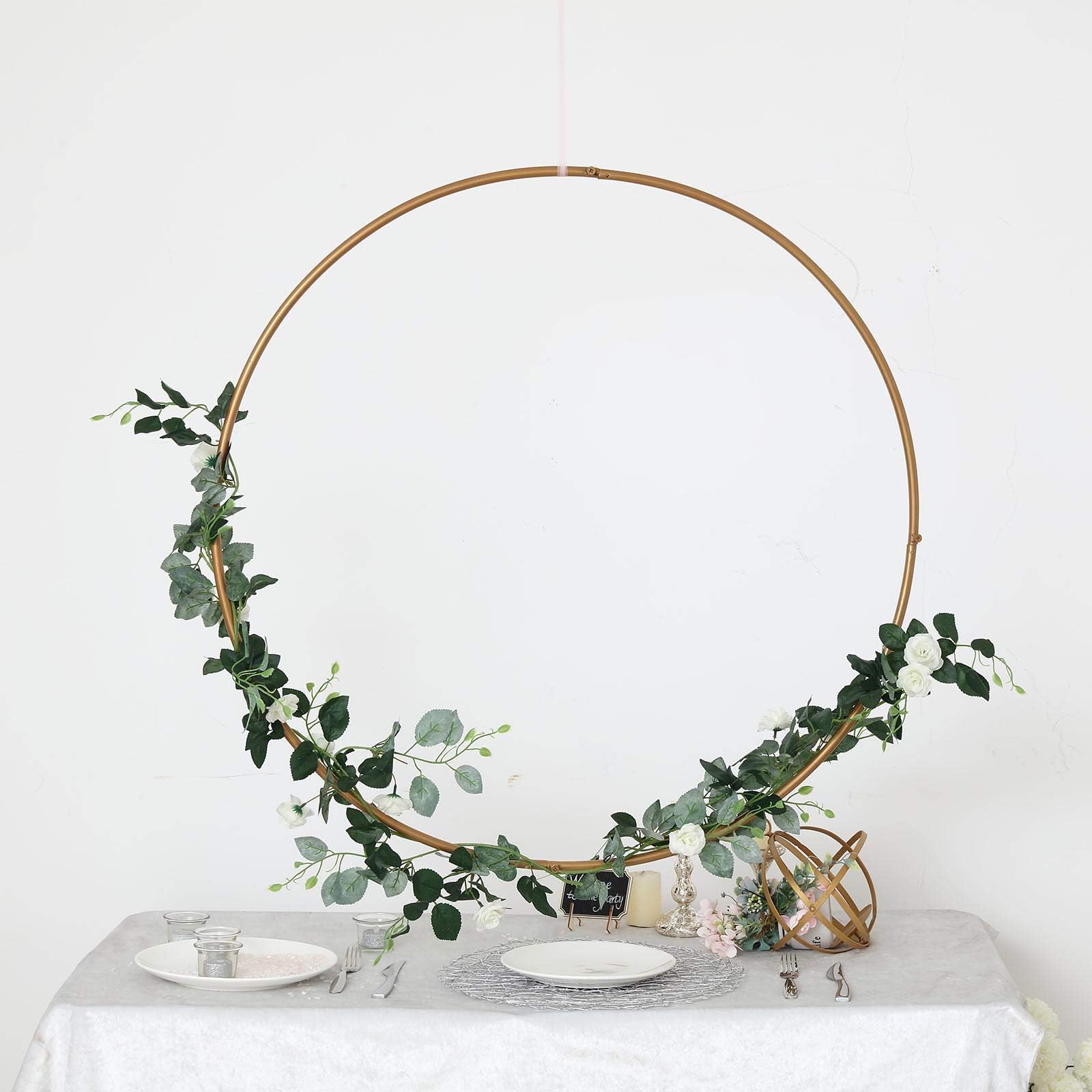 BalsaCircle 36-Inch Wide Gold Metal Round Hoop Hanging Wreath Ring - Party Wedding Reception Events Decorations Supplies
