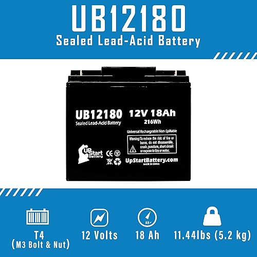Miniatura 2 de Paquete de 2 baterías de repuesto para APC Smart-UPS SUA750XL – Reemplazo UB12180 universal sellada de plomo ácido (12 V, 18 Ah, 18000 mAh, terminal