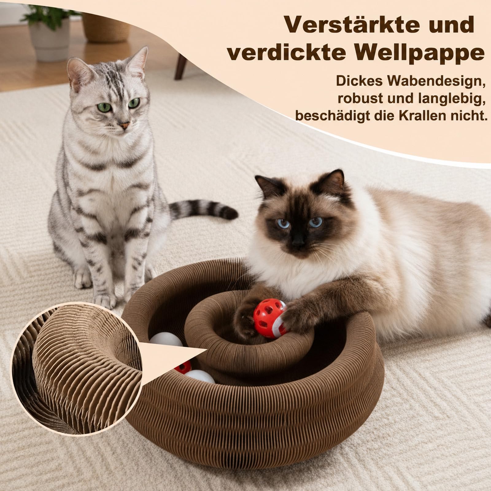 Reiteag Katzenwirbel Katzenliebling Für Große Katzen, Katzenwirbel Original, Strapazierfähiges Doppelseitiges Design Mit Glöckchen, Für Katzen Jeder Größe Geeignet