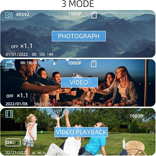 Miniatura 6 de Binoculares de visión nocturna 1080P y 3.5 pulgadas, gafas digitales de visión nocturna infrarroja para adultos, zoom 5X, nivel de brillo 7, noche y
