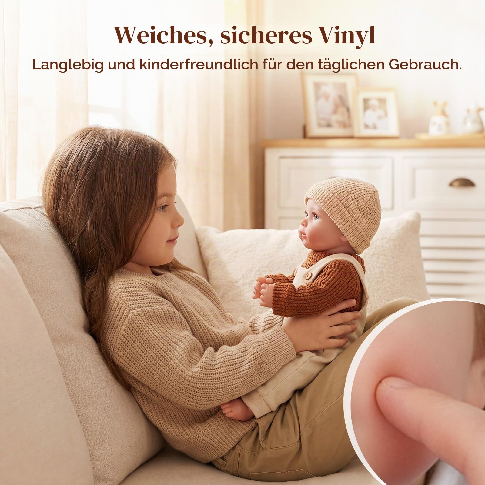 BABESIDE Lebensechte Reborn-Babypuppe 50 cm Bewegbare Neugeborenen-Puppe mit Weichem Stoffkörper & Vinyl-Gliedmaßen, Komplettes Zubehör-Set, Kinder ab 3 Jahren