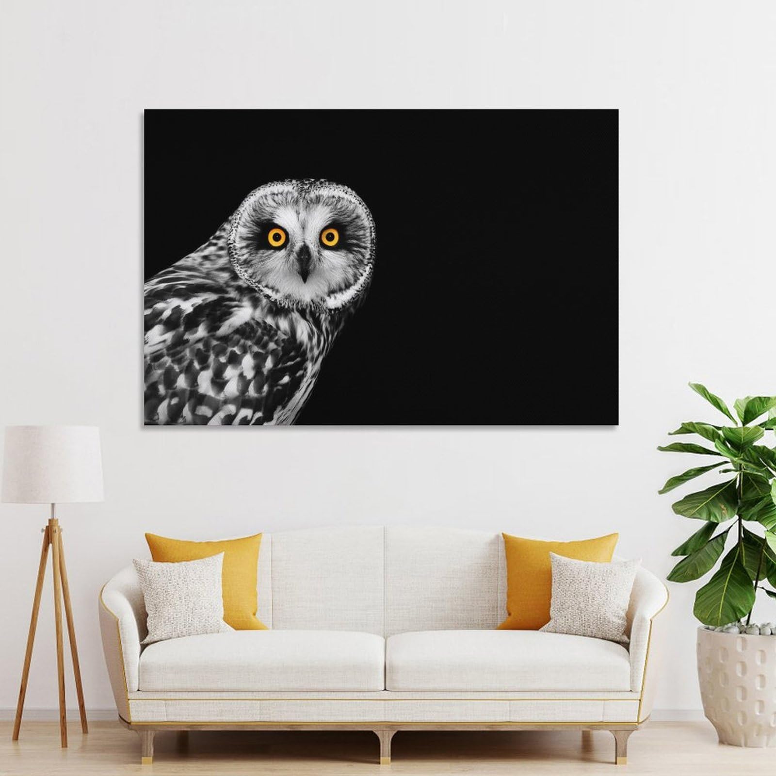 Junmoney Short Eared Owl Wall Art Print, 24x36inch(60x90cm), for Living Room, Bedroom, Office Or Hallway, Canvas Wall Art That Fits Changing Layouts