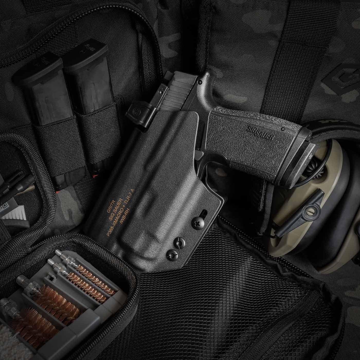 GRITR IWB Kydex Right/Left Hand Pistol Holster Fits Sig Sauer P365-XMACRO w/Streamlight TLR-7A - Optic Cut, Open Bottom, Concealment Claw, 1.5" Belt Clip, Adjustable Retention & Cant