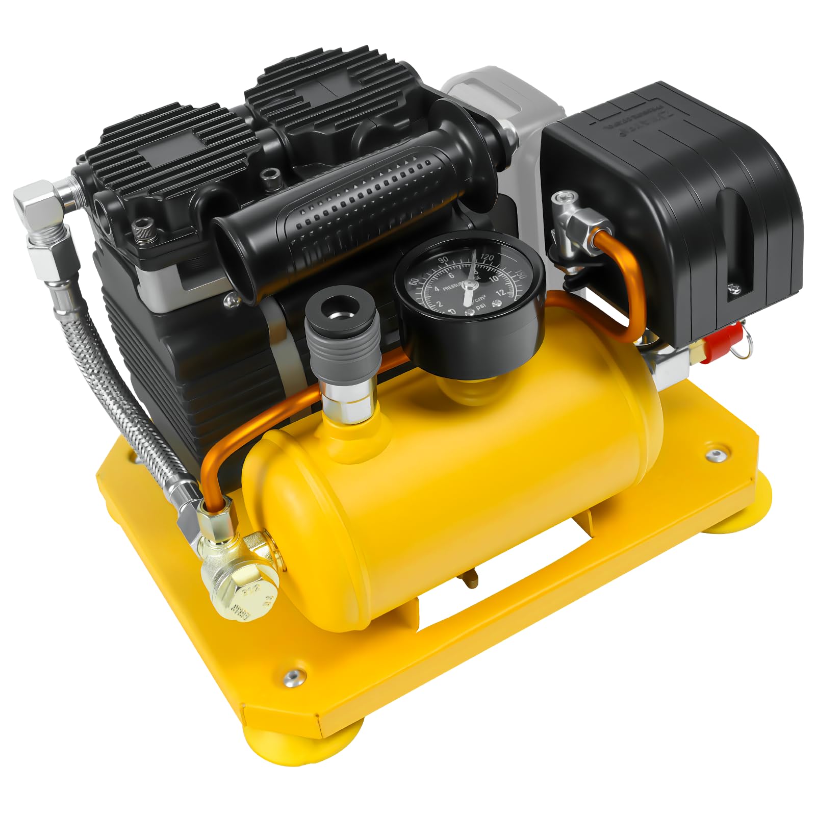 Compresor de aire inalámbrico compatible con batería Dewalt de 20 V, capacidad de 0.26 galones, sin aceite, compresor de aire portátil ultra silencioso, compresor de aire eléctrico de nivel de ruido