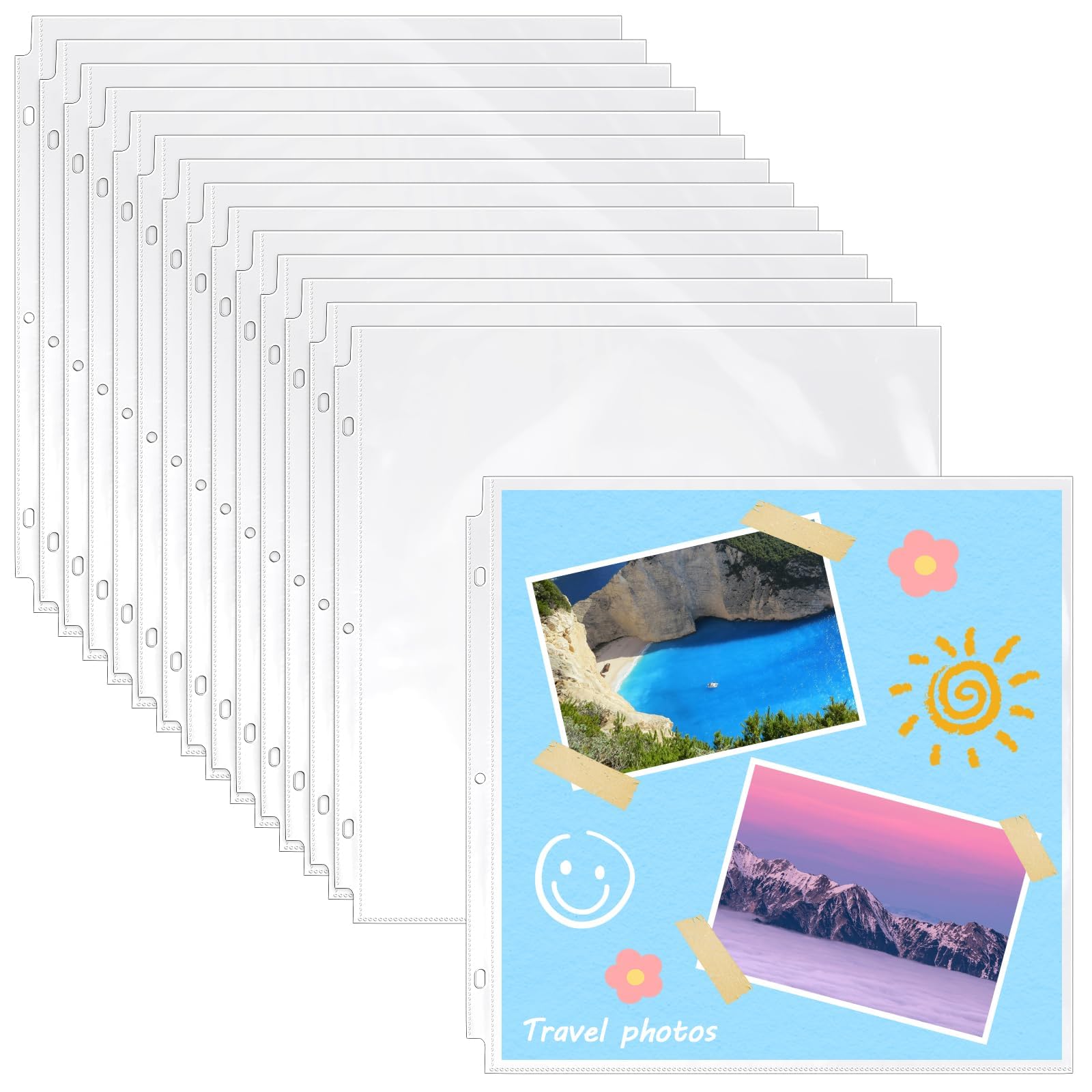 Vmiapxo 40 Pack Scrapbook Refill Pages 12x12 Inch, Clear Page Protectors Fit 3 Ring Scrapbooking Binder & 12 x 12 Photo Album, Heavyweight Plastic Protective Sleeves, Sheet Protectors