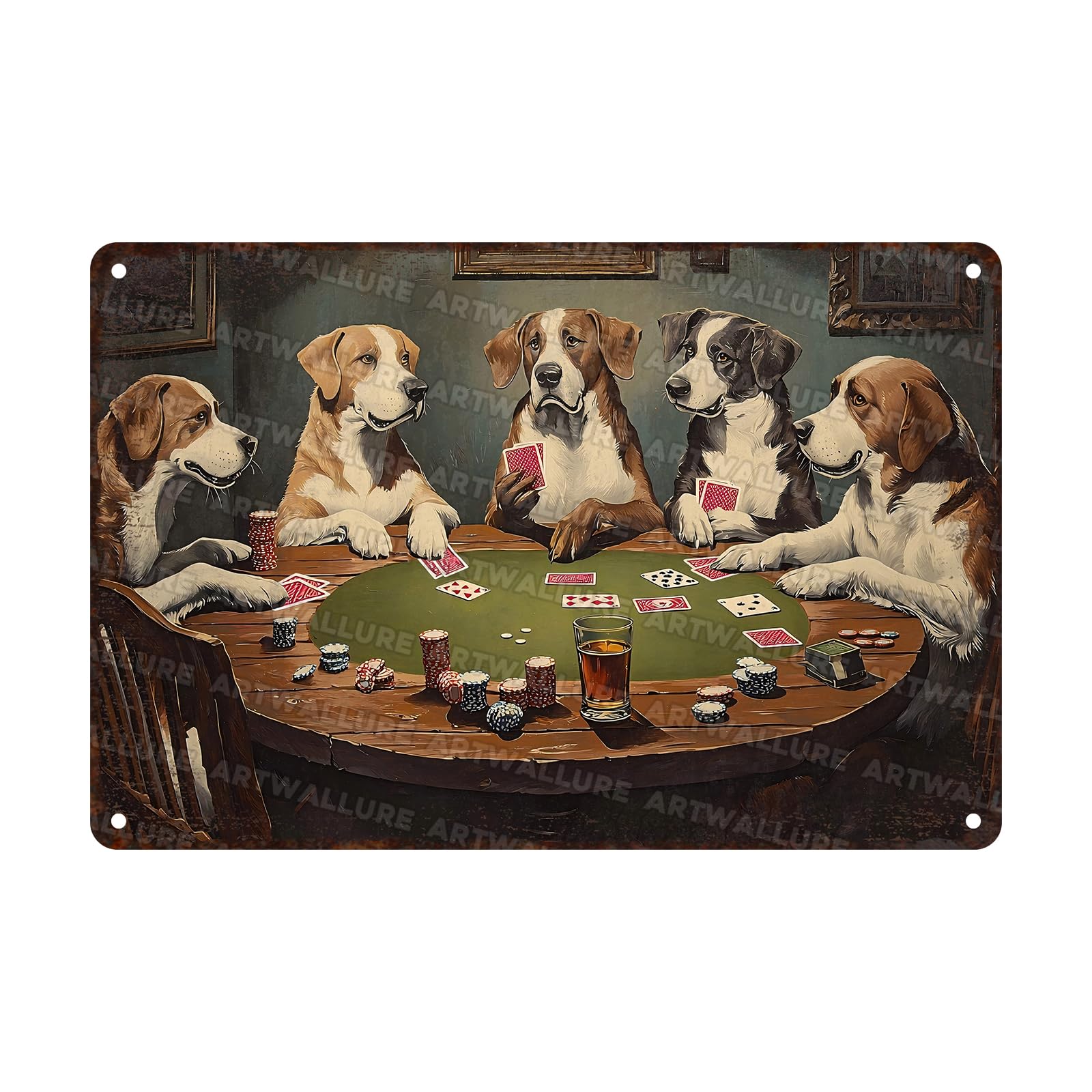 Dog Vintage Tin Sign Funny Dogs Playing Poker Sign Metal Signs for Home Decor Use Indoor Outdoor Sayings Funny Signs 8x12inch
