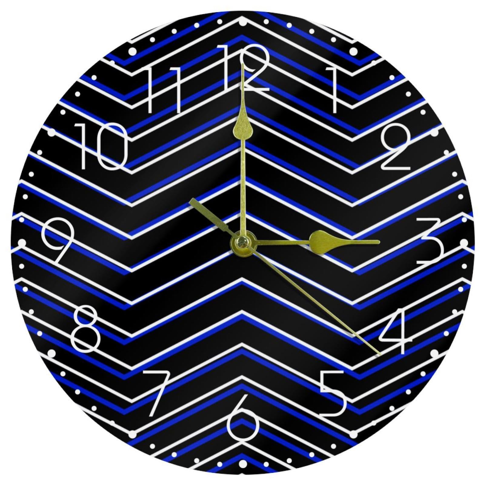Horloge murale en acrylique haut de gamme au design rayé bleu marine